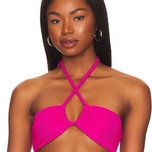 Beach Riot Fuchsia Halter Bikini Top